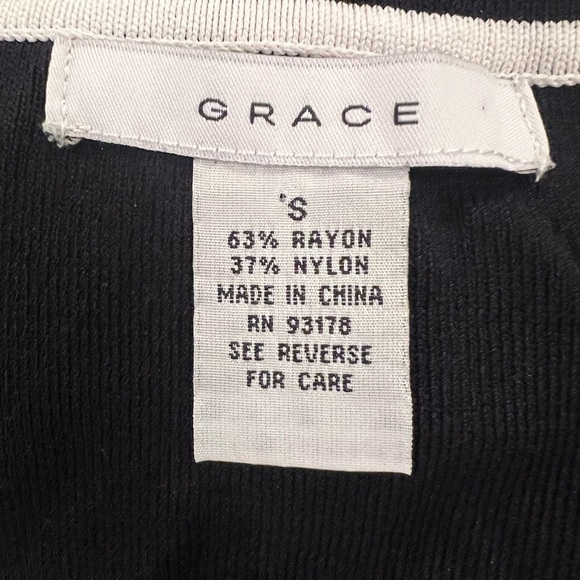 Grace Black & White Trim Open Front Cardigan - Size S - Picture 5 of 10